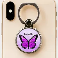 Personalized Name and Purple Butterfly Phone Ring Stand