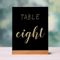 Black Gold Simple Modern Cute Table Number Acrylic Sign