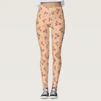 Retro Cherries Fun Summer Spring Trendy Fruit Leggings