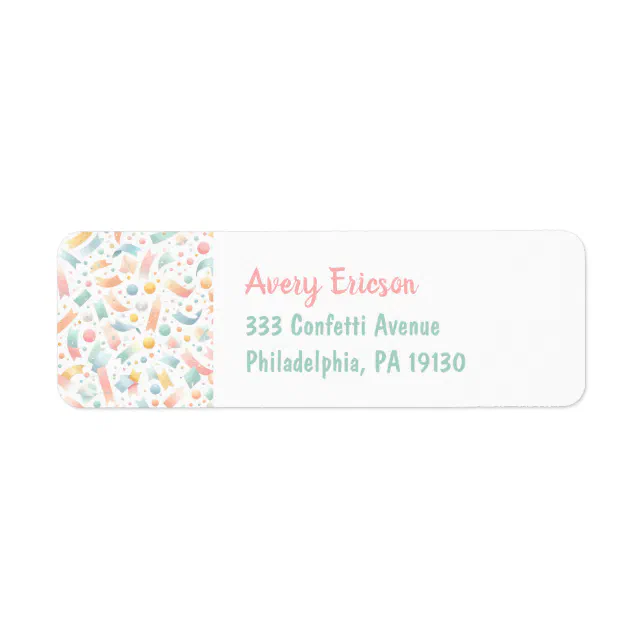 Birthday Confetti Colorful Cute Return Address Label