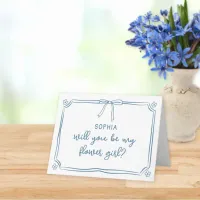 Cute Hand Drawn Coquette Bow Flower Girl Proposal Card