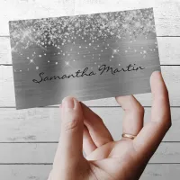 Glittery Silver Foil Business Card