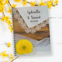 Yellow Daisy and Lace Country Barn Wedding Notebook