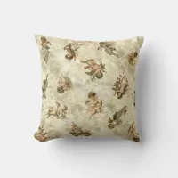 Vintage Angels Glittering Gold ID136 Throw Pillow