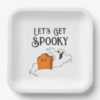 "Let's Get Spooky" Ghost Retro Gothic Typography Paper Plates