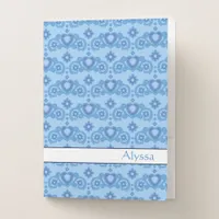 Moon Magic Stars Hearts Celestial Name Light Blue Pocket Folder