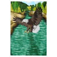 Eagle Flying over River in the Mountains   Metal Print