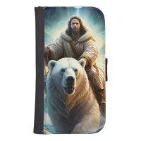 (AI Generated ) Jesus on a polar bear  Galaxy S4 Wallet Case