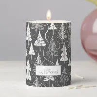 Black White Christmas Pattern#6 ID1009 Pillar Candle