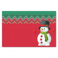 Snowman Red & Green Chevron Pattern Ribbon Tissue Paper