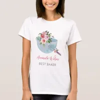 Personalized Floral Bowl and Whisker Bakers T-Shirt