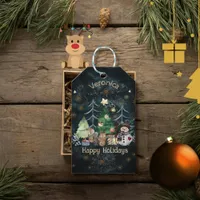 Personalized Woodland Animals Christmas Blue Gift Tags