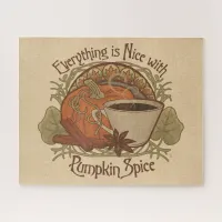 Pumpkin Spice Coffee Art Nouveau Inspired Design Jigsaw Puzzle