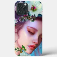 Pretty Fairy Flowers in Hair Fantasy Art   iPhone 13 Pro Max Case