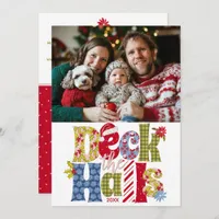 Deck the Halls Patchwork Family Photo Christmas Holiday Card