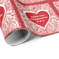 I Love You Red And White Valentine Wrapping Paper