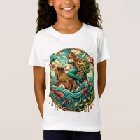 Mermaid sitting on a rock with a open treasured  T-Shirt