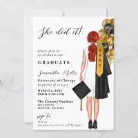 Modern Minimalist Photo She Did It Graduation Invitation