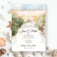 Natural Beach Watercolor Celebration of Life Invitation