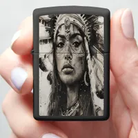 Indian girl's warrior spirit in tradition zippo lighter