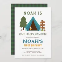 One Happy Camper Boys First Birthday Invitation