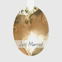 Just Married  Mr and Mrs Wedding Photo Ornament