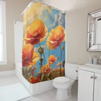 Elegant Poppy Blossom Shower Curtain