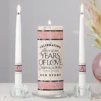 Elegant 37th Alabaster Wedding Anniversary Unity Candle Set