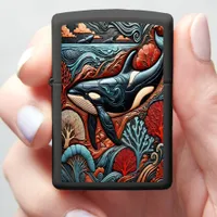 Whales Beneath the Vibrant Waves Zippo Lighter