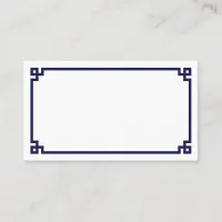 Navy Blue Greek Key Border Wedding Place Card