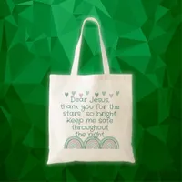 Christian Prayer for kids Green & Pink | Tote Bag