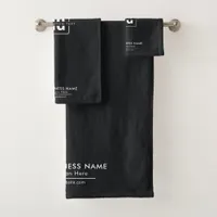 Modern Minimalist Luxury Black Business Monogram Bath Towel Set