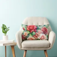 Whimsical Rose Pattern Lumbar Pillow