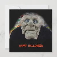 Old Man Mask in Black Background Invitation