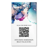 *~* AP29 QR Abstract Turquoise Teal Gold Gilded Business Card Magnet