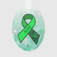 Lyme Disease Ribbon and Butterfly Christmas Ornament