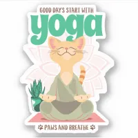 Cat Watercolor Daily Routine Yoga Sage  Sticker