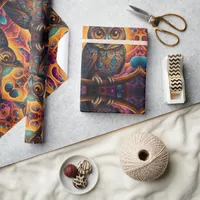 Cosmic Owl of Wisdom Wrapping Paper