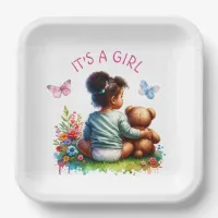 Baby Girl and her Teddy Bear | It's a Girl Paper Plates