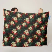 Beautiful Red and White Poinsettias Fleece Blanket