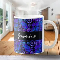 Cool Groovy Boho Retro Chic Blue Purple Hippie Coffee Mug