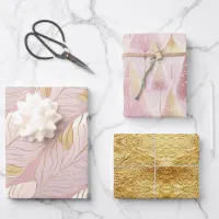 Pink Gold Christmas Patterns #13#29#33  ID1009 Wrapping Paper Sheets