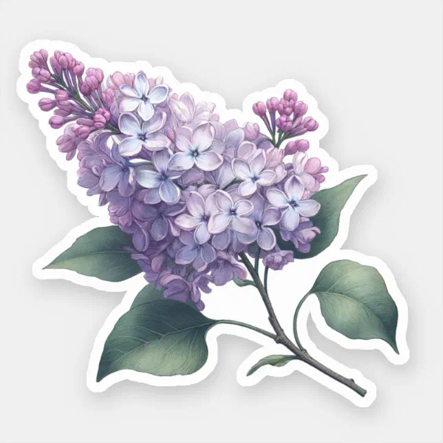 Purple Lilac Flower Pretty Vintage Watercolor  Sticker