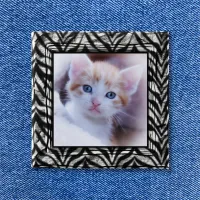 Black and White Zebra Border Photo Button