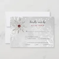 silver red snowflakes winter wedding rsvp