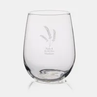 Nature Leaves Bride & Groom Stemless Wine Glass