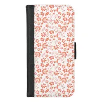 Tropical Coral Peach Spring Flower Pattern iPhone 8/7 Wallet Case