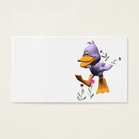 Cute Happy Cartoon Duck Running Through Flowers