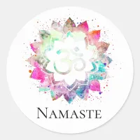 *~* Spiritual OM Symbol Lotus Flower Mandala Classic Round Sticker