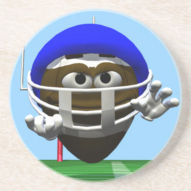 Funny Cartoon Football in a Helmet Coaster